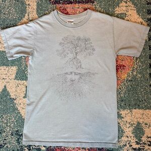 Light Blue “Coming Attractions Art Tree Roots” Vintage T-Shirt